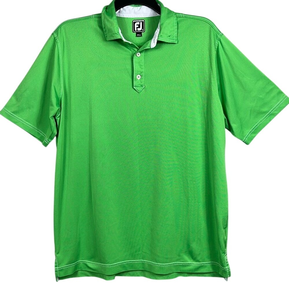 FootJoy Athletic Fit Polo Shirt Short Sleeve Bright Green Mens‎ Size XL Golf